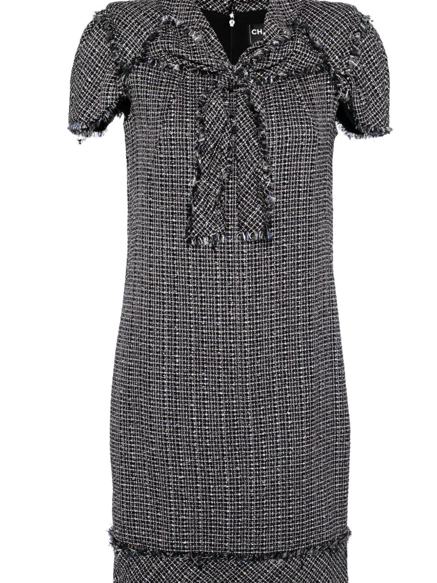 Cheap Women minidress 2009 pussy bow CHANEL tweed 0427